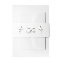 Rustic Greenery Elegant Wedding Invitation Uitnodigingen Wikkel