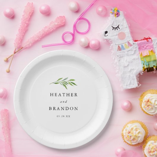 Rustic Greenery Elegant Wedding Reception Table Papieren Bordje (Feest)