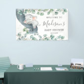 Rustic Greenery Elephant Baby shower Girl Welkom Spandoek (Beurs)