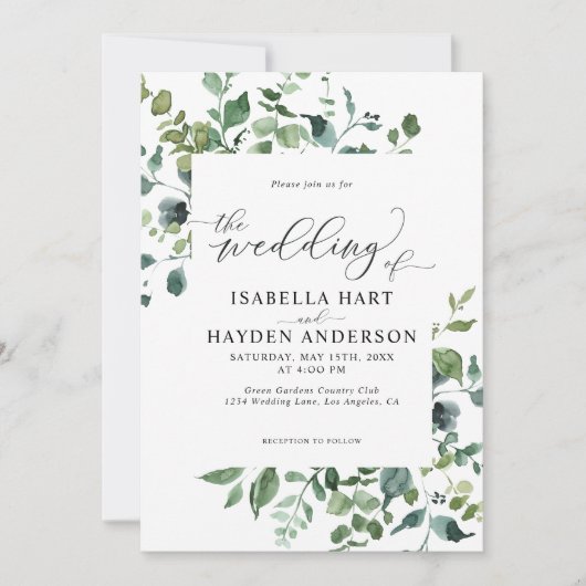 Rustic Greenery Emerald Botanical Emerald Wedding Kaart (Voorkant)