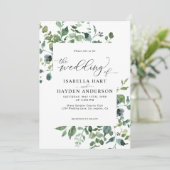 Rustic Greenery Emerald Botanical Emerald Wedding Kaart (Staand voorkant)