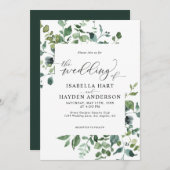 Rustic Greenery Emerald Botanical Emerald Wedding Kaart (Voorkant / Achterkant)