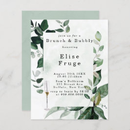 Rustic Greenery Eucalyptus Brunch & Bubble Invitat Kaart