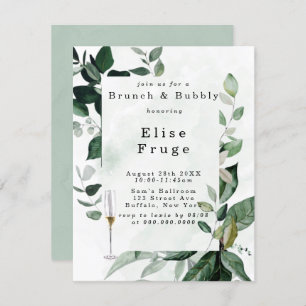 Rustic Greenery Eucalyptus Brunch & Bubble Invitat Kaart