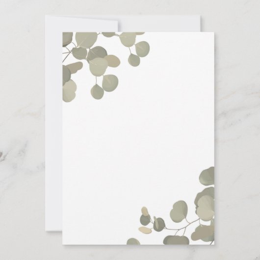 Rustic Greenery Eucalyptus Elegant Modern Wedding Kaart (Achterkant)