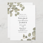 Rustic Greenery Eucalyptus Elegant Modern Wedding Kaart (Voorkant / Achterkant)