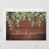 Rustic Greenery Eucalyptus Gold Script Weddenschap Bedankkaart (Voorkant)