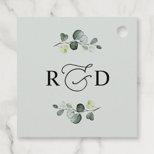 Rustic Greenery Eucalyptus Monogram Hartelijk dank Bedankjes Labels (Achterkant)
