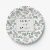 Rustic greenery Eucalyptus paper plate Papieren Bordje (Voorkant)