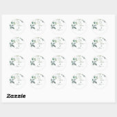 Rustic Greenery Eucalyptus Personalized Wedding Ronde Sticker (Vel)
