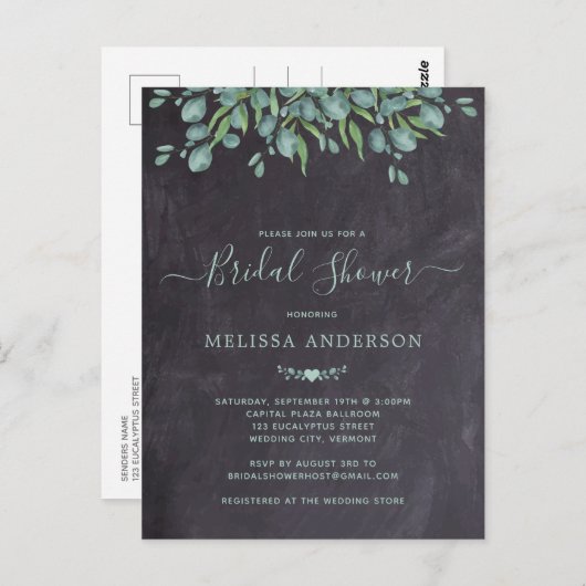 Rustic Greenery Eucalyptus Slate Vrijgezellenfeest Briefkaart (Voorkant / Achterkant)