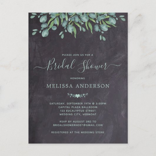 Rustic Greenery Eucalyptus Slate Vrijgezellenfeest Briefkaart (Voorkant)