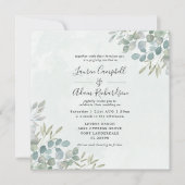 Rustic Greenery Eucalyptus Waterverf Wedding Kaart (Voorkant)