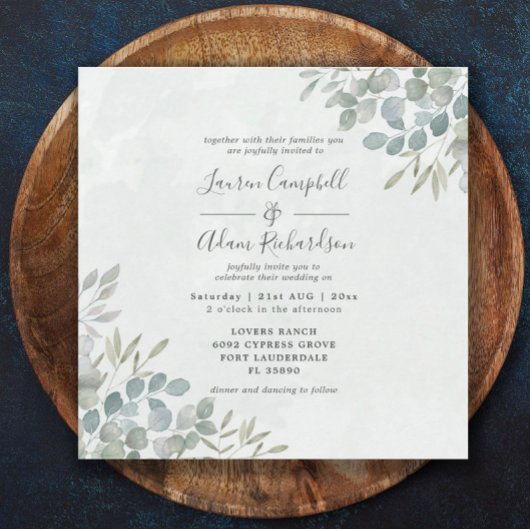 Rustic Greenery Eucalyptus Waterverf Wedding Kaart