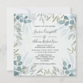 Rustic Greenery Eucalyptus Waterverf Wedding Kaart (Voorkant)