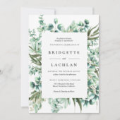 Rustic Greenery Eucalyptus Waterverf Wedding Kaart (Voorkant)