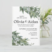 Rustic Greenery Eucalyptus Weddenschap Kaart (Staand voorkant)