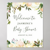 Rustic Greenery Floral Baby shower Welcome Sign Poster (Voorkant)