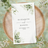 Rustic Greenery Floral Elegant Names Datum Servet