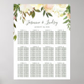 Rustic Greenery Floral Wedding Seating Chart Poster (Voorkant)