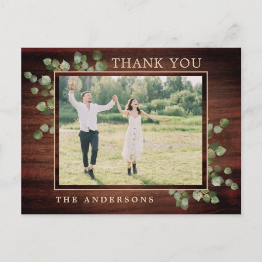 Rustic Greenery Foliage Foto Weddenschap Briefkaart (Voorkant)