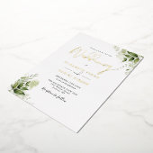 Rustic Greenery Foliage Photo Wedding Script Folie Uitnodiging (Gedraaid)