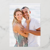 Rustic Greenery Foliage Photo Wedding Script Folie Uitnodiging (Achterkant)