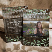 Rustic Greenery Foto 2023 Graduation Party Kaart