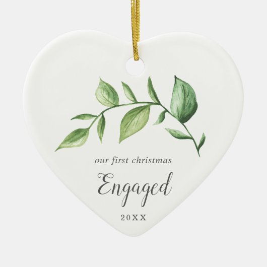 Rustic Greenery Foto ons eerste kerstfeest Keramisch Ornament (Voorkant)