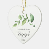 Rustic Greenery Foto ons eerste kerstfeest Keramisch Ornament (Links)