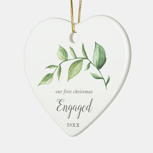 Rustic Greenery Foto ons eerste kerstfeest Keramisch Ornament (Links)