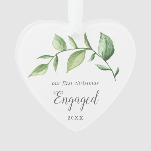 Rustic Greenery Foto ons eerste kerstfeest Ornament (voorkant)