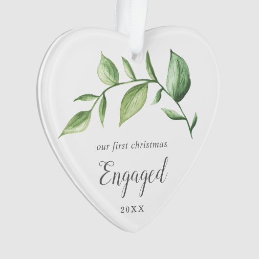 Rustic Greenery Foto ons eerste kerstfeest Ornament (voorkant)