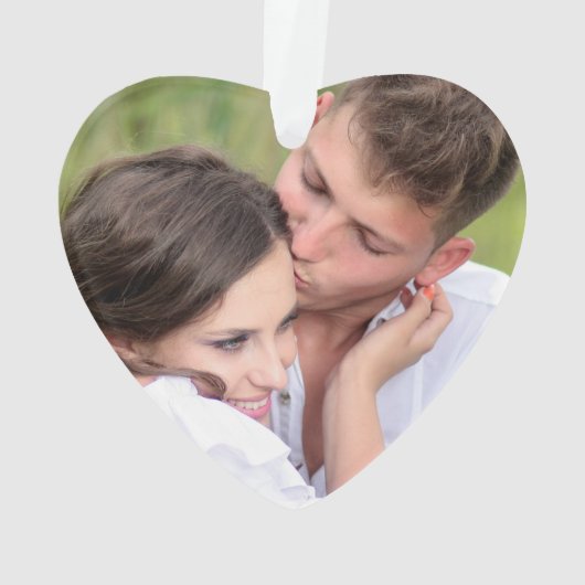 Rustic Greenery Foto ons eerste kerstfeest Ornament (achterkant)