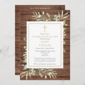 Rustic Greenery Fotoviering van het leven begrafen Kaart (Voorkant / Achterkant)