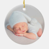Rustic Greenery Fox Baby's eerste kerstfoto Keramisch Ornament (Achterkant)