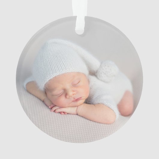 Rustic Greenery Fox Baby's eerste kerstfoto Ornament (achterkant)