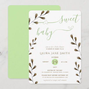 Rustic Greenery Gender Neutral Sweet Baby shower Kaart