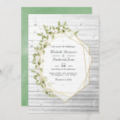Rustic Greenery Geometric QR Code RSVP Weddenschap Kaart (Voorkant / Achterkant)