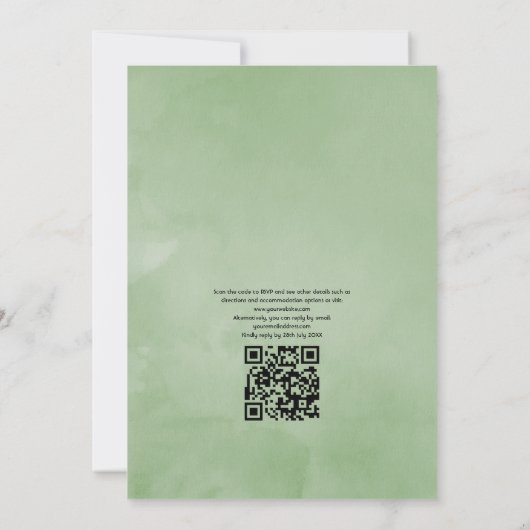 Rustic Greenery Geometric QR Code RSVP Weddenschap Kaart (Achterkant)