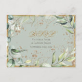 Rustic Greenery Gold Calligraphy RSVP Wedding Briefkaart (Voorkant)