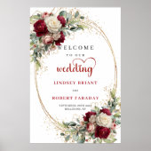 Rustic greenery gold floral wedding welcome sign poster (Voorkant)