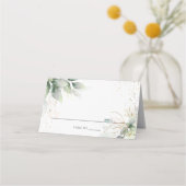 Rustic Greenery Gold Foliage Wedding Vrijgezellenf Plaatskaartje (Achterkant)