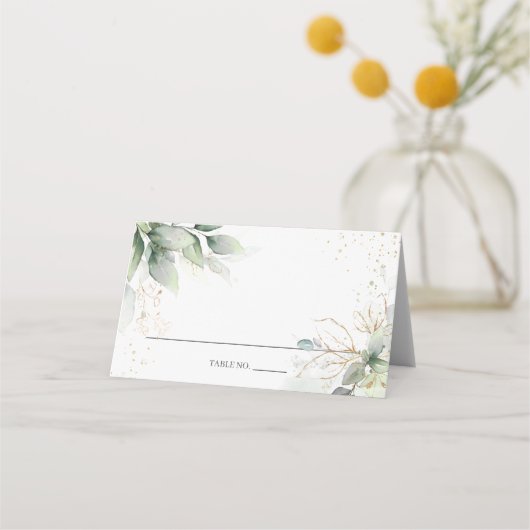 Rustic Greenery Gold Foliage Wedding Vrijgezellenf Plaatskaartje (Voorkant)