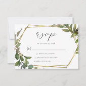 Rustic Greenery Gold Geometrisch Lijst RSVP Kaartje (Voorkant)
