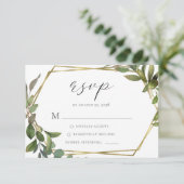 Rustic Greenery Gold Geometrisch Lijst RSVP Kaartje (Staand voorkant)