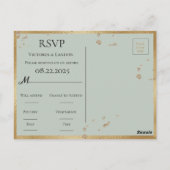 Rustic Greenery Gold Glitter Wedding RSVP Briefkaart (Achterkant)