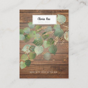 Rustic Greenery Gold Leaf Jewelry Display Kaart Visitekaartje