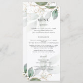 Rustic Greenery Gold Leaves Wedding Menu (Voorkant / Achterkant)
