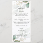 Rustic Greenery Gold Leaves Wedding Menu (Voorkant)